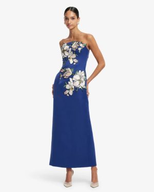 Leo Lin Ava Maxi Dress in Magnolia | Midnight Blue