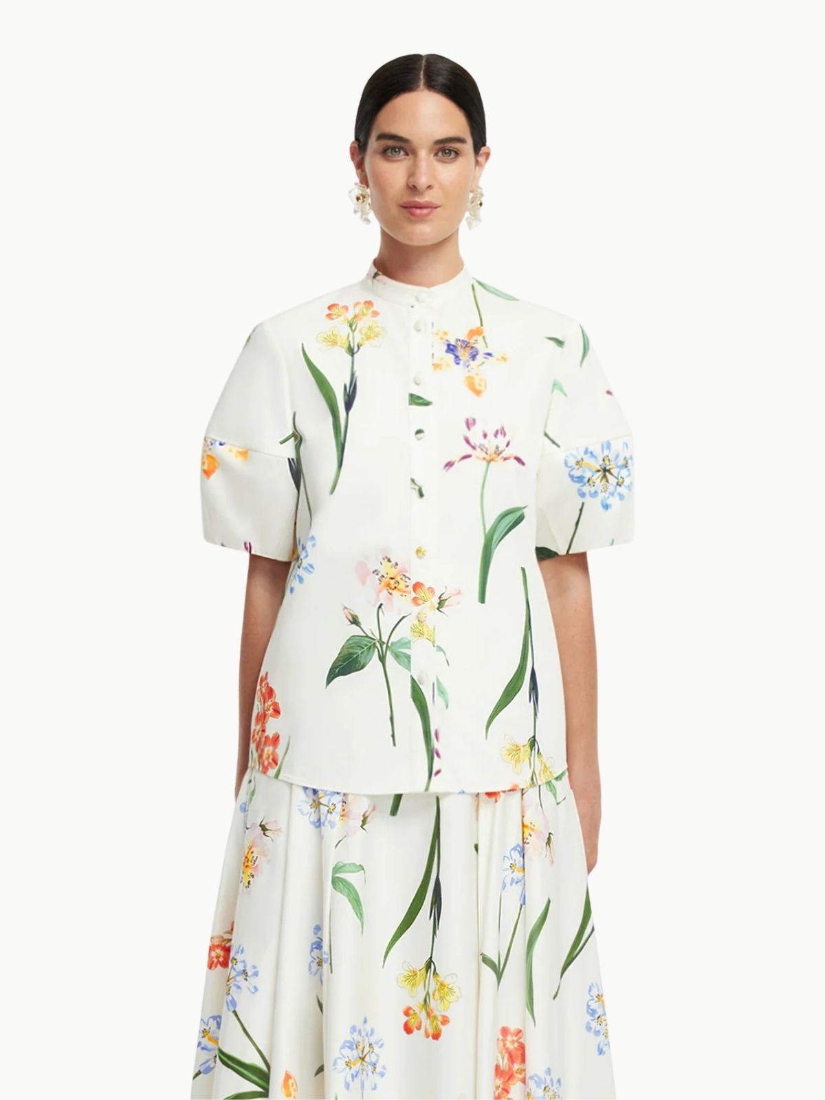 Jemma Blouse botanical snow (2) | Michael Hayes Newport